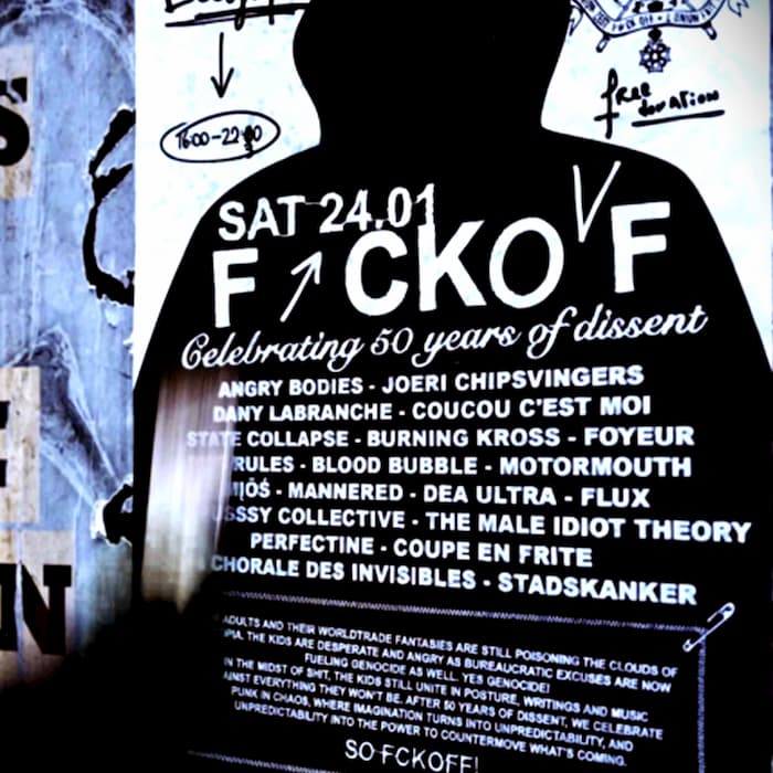 Koop je BOMBER HOODIE van F*CK OFF > 50 Years Of Dissent